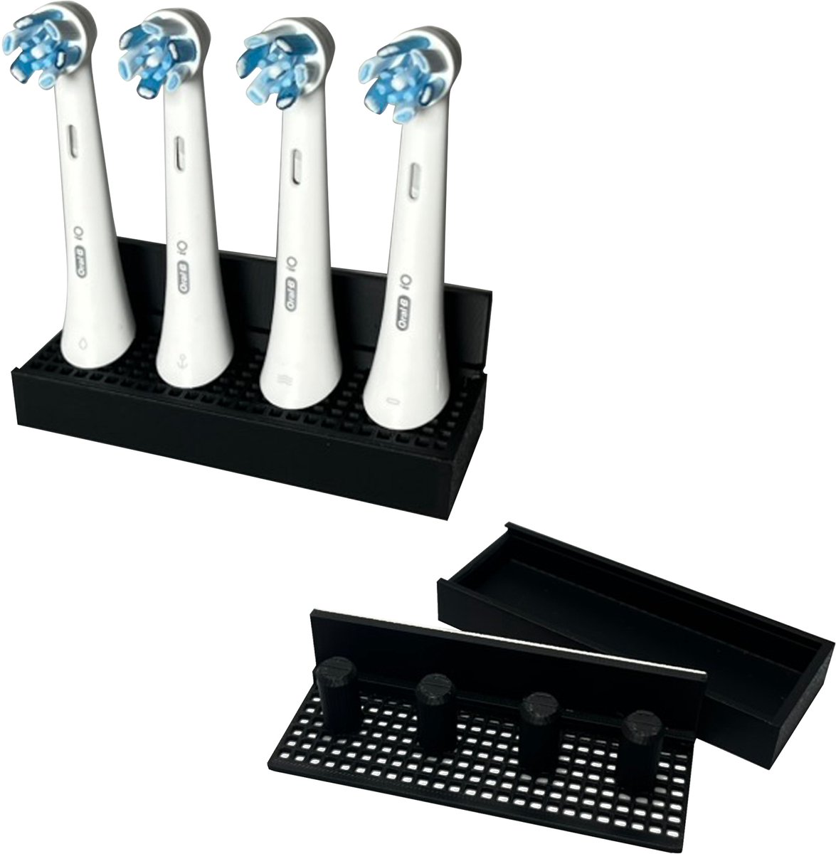 Oral-B iO Opzetborstelhouder - Zwart - 4 Houders - Tandenborstelhouder - Tandenborstelhouders - Electrische Tandenborstelhouder - Inclusief Bevestiging