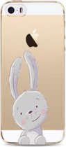 Apple Iphone 7 Plus / 8 Plus transparant siliconen konijnen hoesje - Grappig konijntje