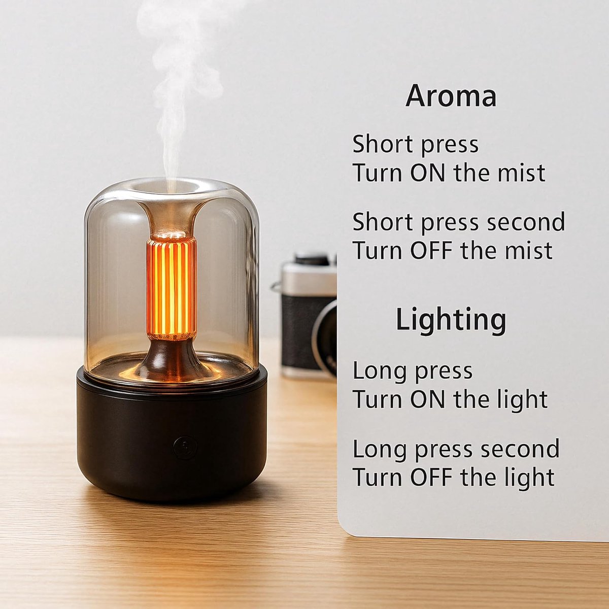 Diffuser & Luchtbevochtiger Aromatherapie met Kaarslamp – Essentiële Olie Diffuser 120 ml — cadeau in Wonen & Interieur - foto 4