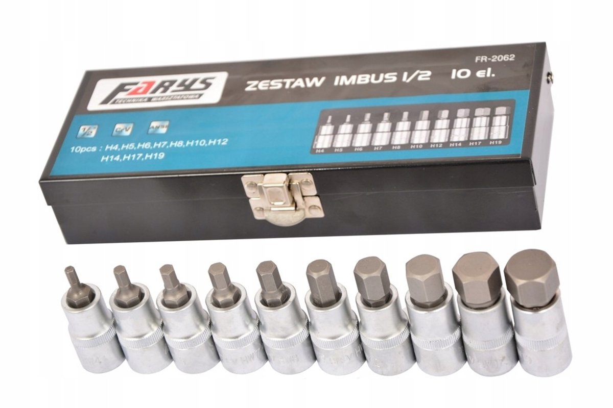 10-delige Inbus Dopset 1/2" H4-H19 - Chroom-Vanadium Staal