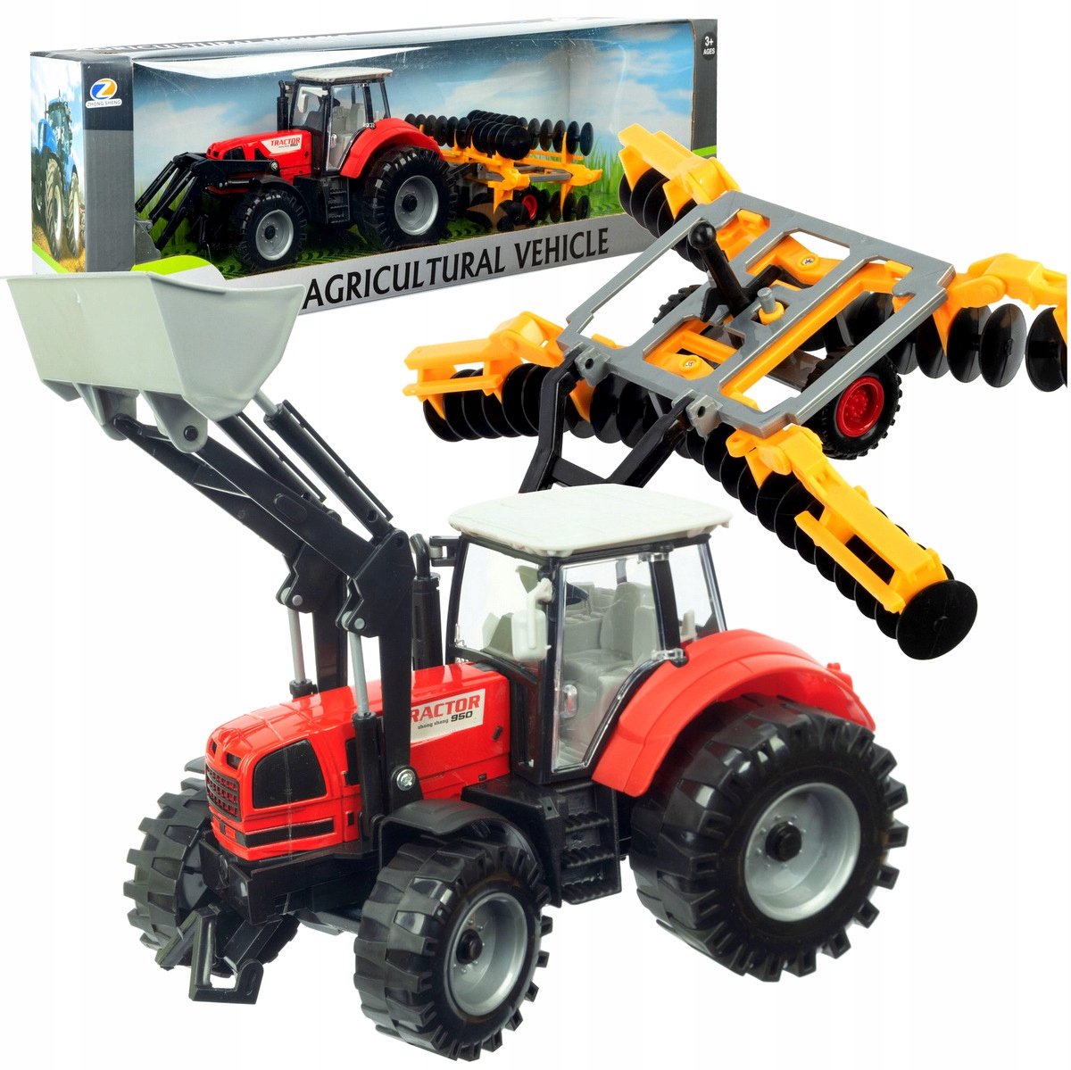 Grote Tractor met Aanhanger en Lader - Beweegbare Delen