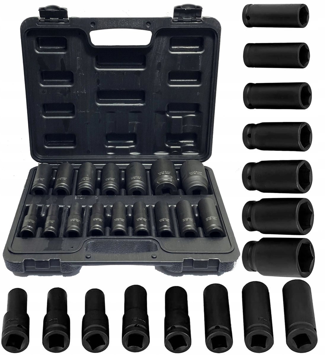 Slagmoerdoppen Set 10-32mm 1/2" 16 Delig in Koffer