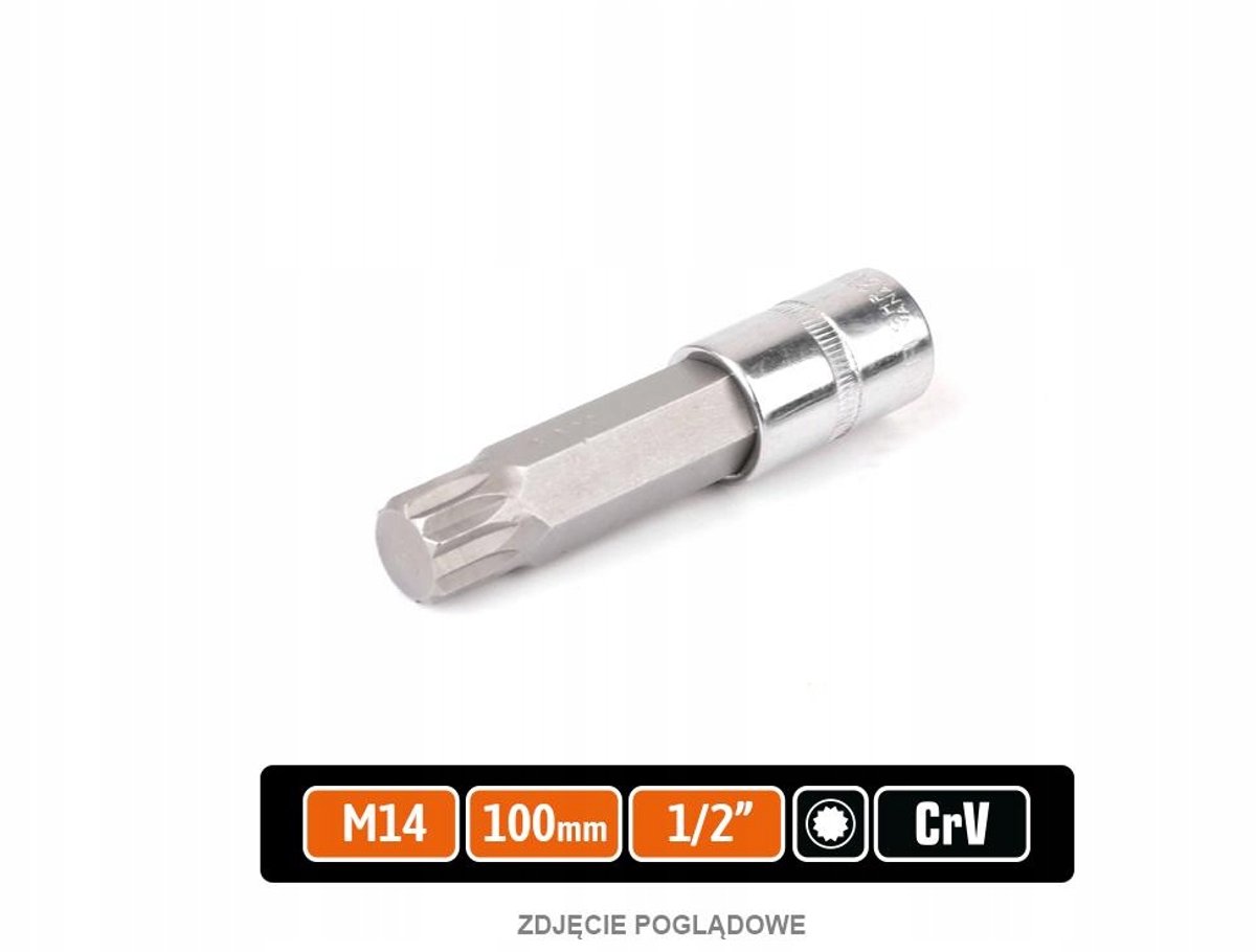 Dopsleutel 1/2" met SPLINE bit, 100 mm / M14