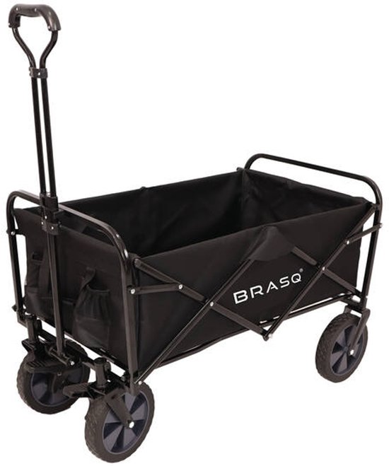 Bolderkar, opvouwbaar, handwagen, transportwagen, belastbaar tot 100 kg, tuinwagen, incl. 2 netvakken, verstelbare handgreep voor buiten, camping, winkelen