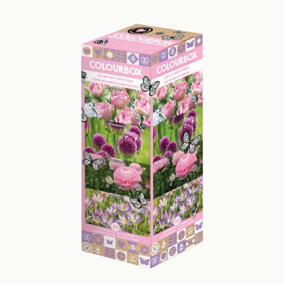 Colourbox Roze en Paars – Bloembollen mix - Bijen-Vlinders - Snijbloemen - Voorjaarsbollen