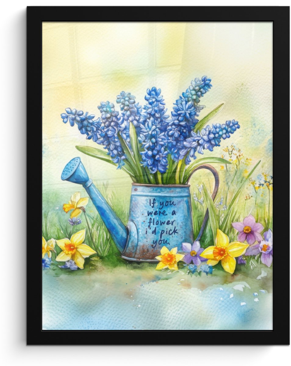Poster in lijst - Fotolijst 30x40 cm - Posters - Lavendelbloemen - Quote - Gieter - Poster