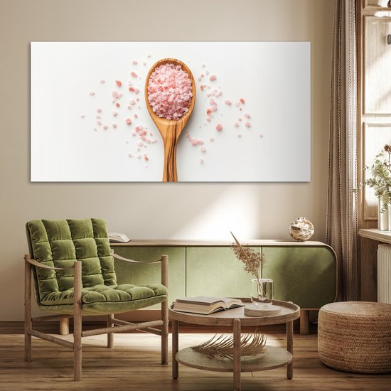 Poster 160x80 cm - Lepel - Zout - Roze - Posters - Kamer decoratie - Wanddecoratie woonkamer - Muurdecoratie slaapkamer