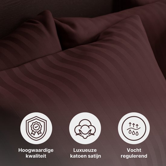 Ten Cate Hotel Dekbedovertrek - Dekbedovertrek 200 x 200 tweepersoons - Dekbedovertrekken - Dekbedovertrek 200x220 - Satijn - Bordeauxrood van Merkloos — afbeelding 4