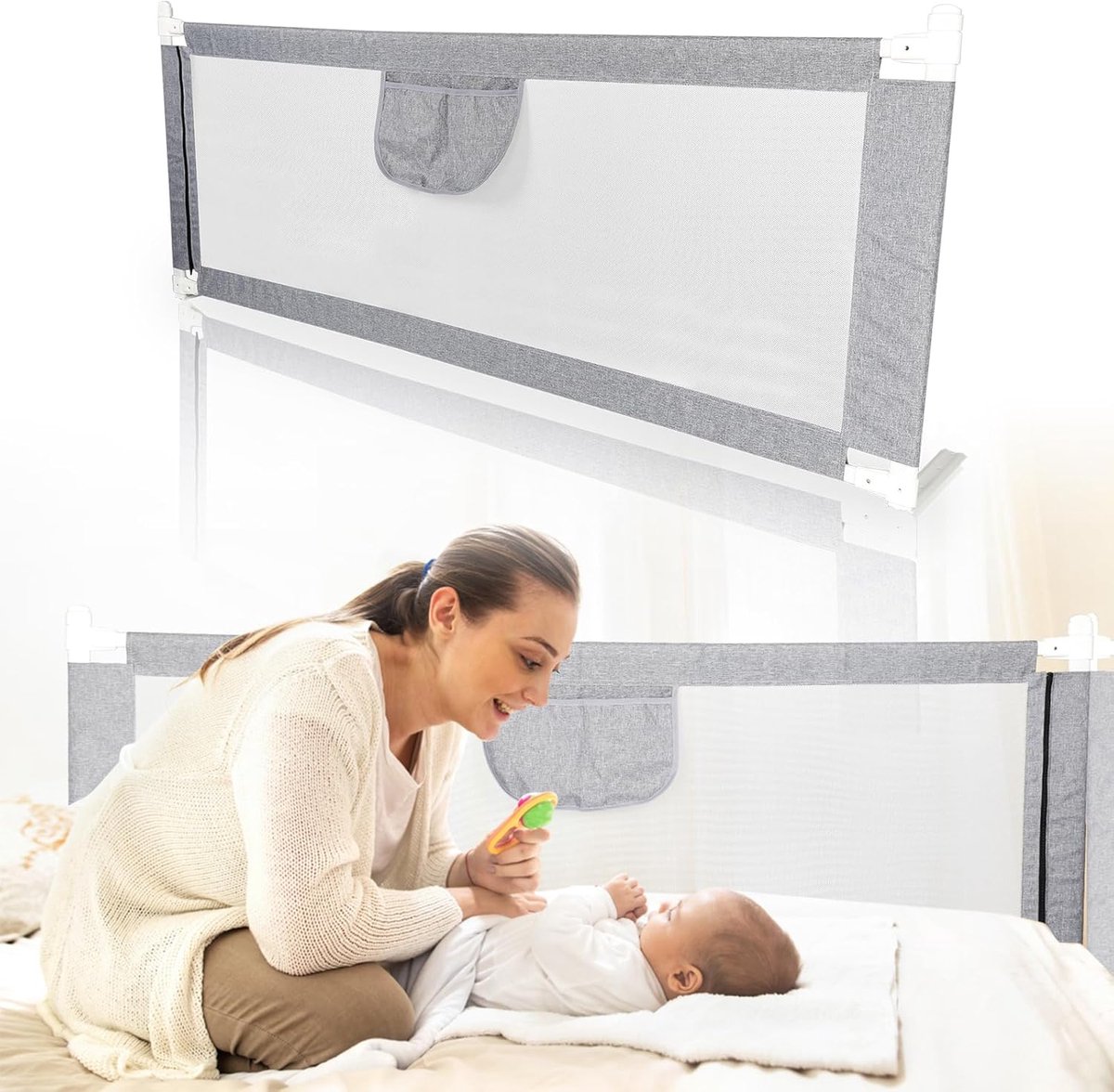 Solacis Opblaasbare bedrand - Bedhekje - Bedrand - Bedrand baby - Bedbeveiliging - Uitvalbescherming - Bedrail - Must have voor in uw bed!