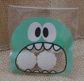 50x Transparante Uitdeelzakjes - groen - Plastic traktatie Zakjes - Snoepzakjes - Transparante Zakjes - Cookie monster