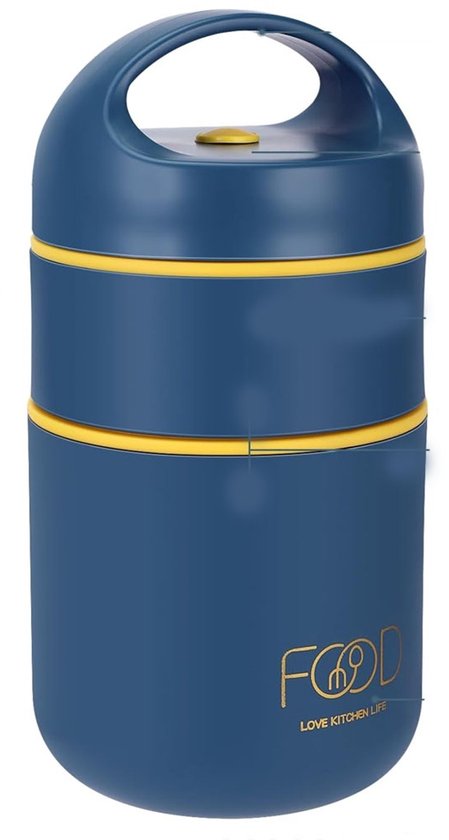 EXCITAT Geïsoleerde lunchbox - Ontbijtbeker - Lekvrij - Multifunctioneel - Ideaal voor school, picknicks - Blauw