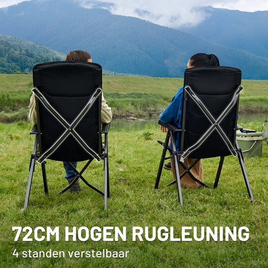 TIMBER RIDGE 2 Stuks Campingstoelen - Opvouwbaar & Verstelbaar - 4 standen & hoge rugleuning - Comfortabele tuinstoelen - Ideaal voor camping - Zwart van Timber Ridge — afbeelding 5