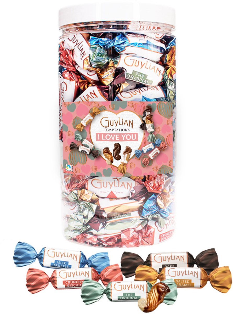 Guylian Temptations chocolademix - "I love you" - 5 smaken - valentijnscadeau - 750g