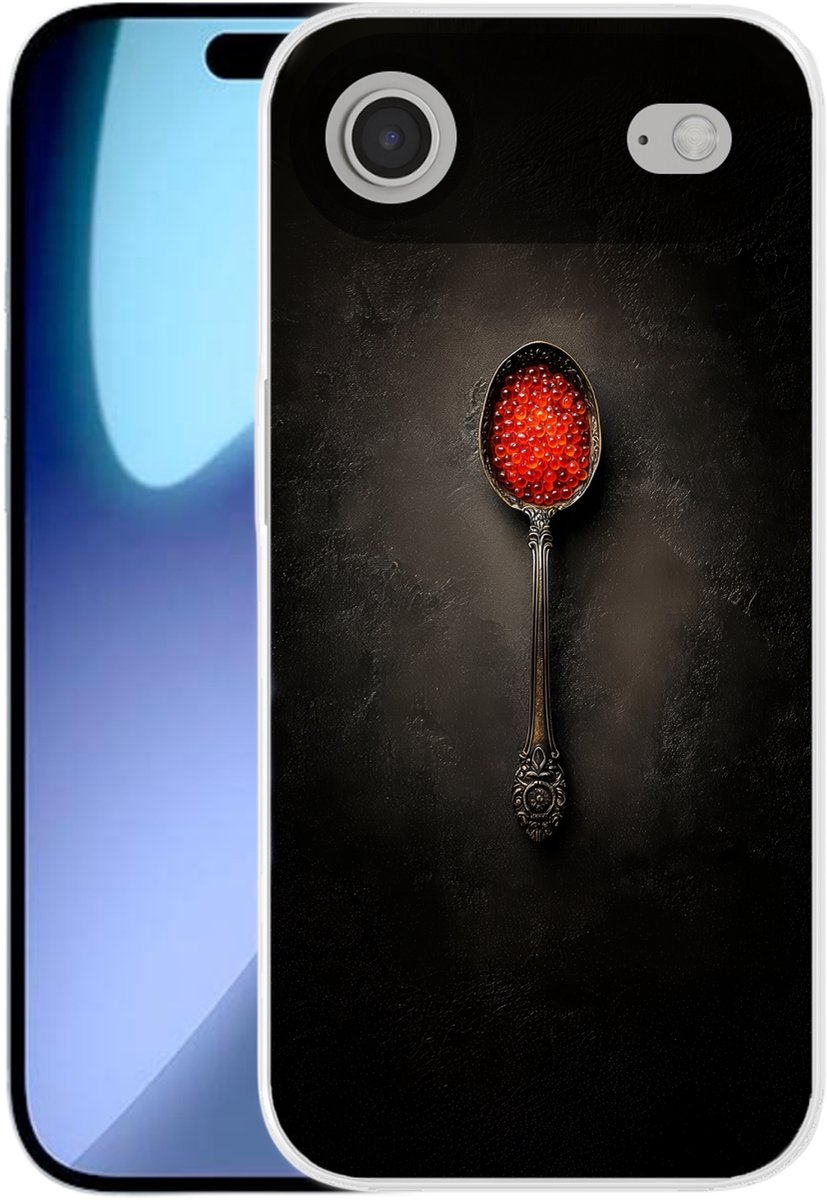 Telefoonhoesje Geschikt voor iPhone Air hoesje - Zwart - Lepel - Caviar - Siliconen Telefoonhoesje Telefoonhoesje