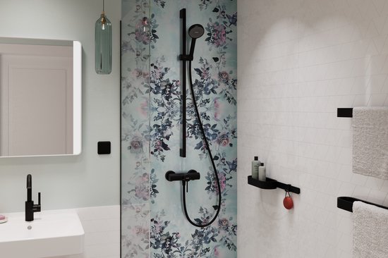 hansgrohe Activera S - Doucheset - EcoSmart waterbesparend - Select-knop bediening - 95mm - 2 straalfuncties - met glijstang Varia 90 cm - Mat Zwart