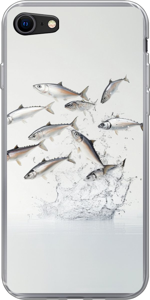 Telefoonhoesje Geschikt voor iPhone 7 hoesje - Vissen - Water - Wit - Siliconen Telefoonhoesje Telefoonhoesje