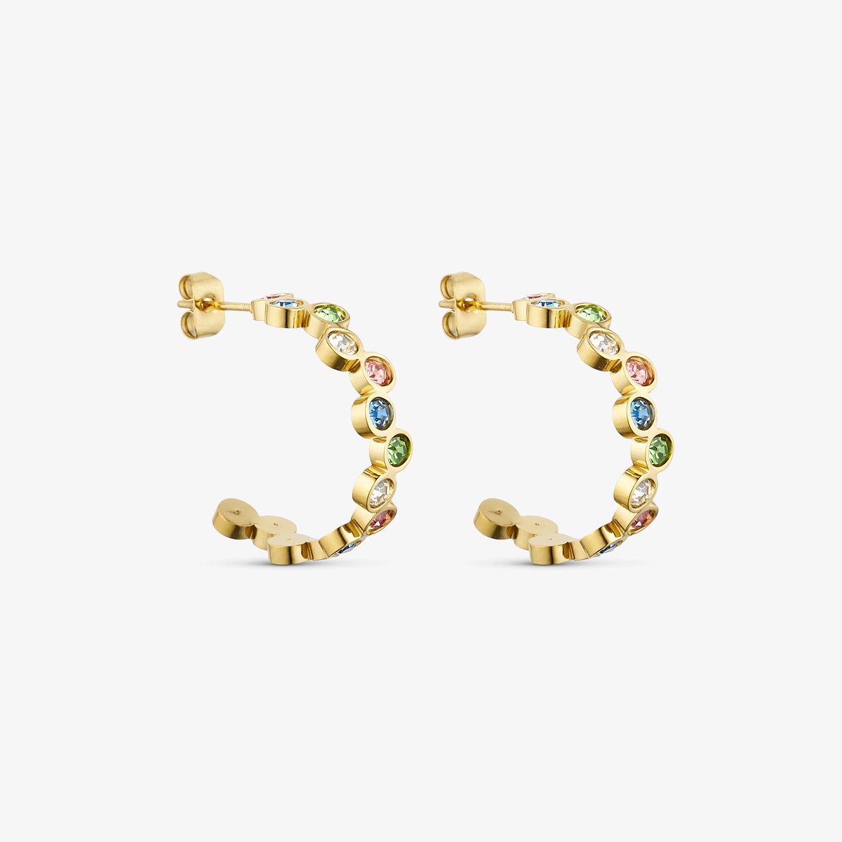 Wolff jewelry – Kleurrijke Hoops - Gold Plated - Oorringen - Oorbellen - Verguld - Goudkleurig - Waterproof - Dames - Cadeau - dochter - vrouw – vriendin – moeder - verjaardag