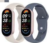 Stravo 2-Pack Siliconen Bandjes voor Xiaomi Smart Band 11 / 10 / 9 / 8 – Klassieke Sport Horlogebandjes met Druksluiting – Blauw + Starlight