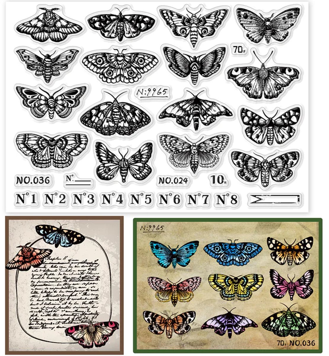 BaBaBa Botanische Vlinders – Clearstempels A5 Set | Transparante Stempels voor Scrapbooking & Kaarten