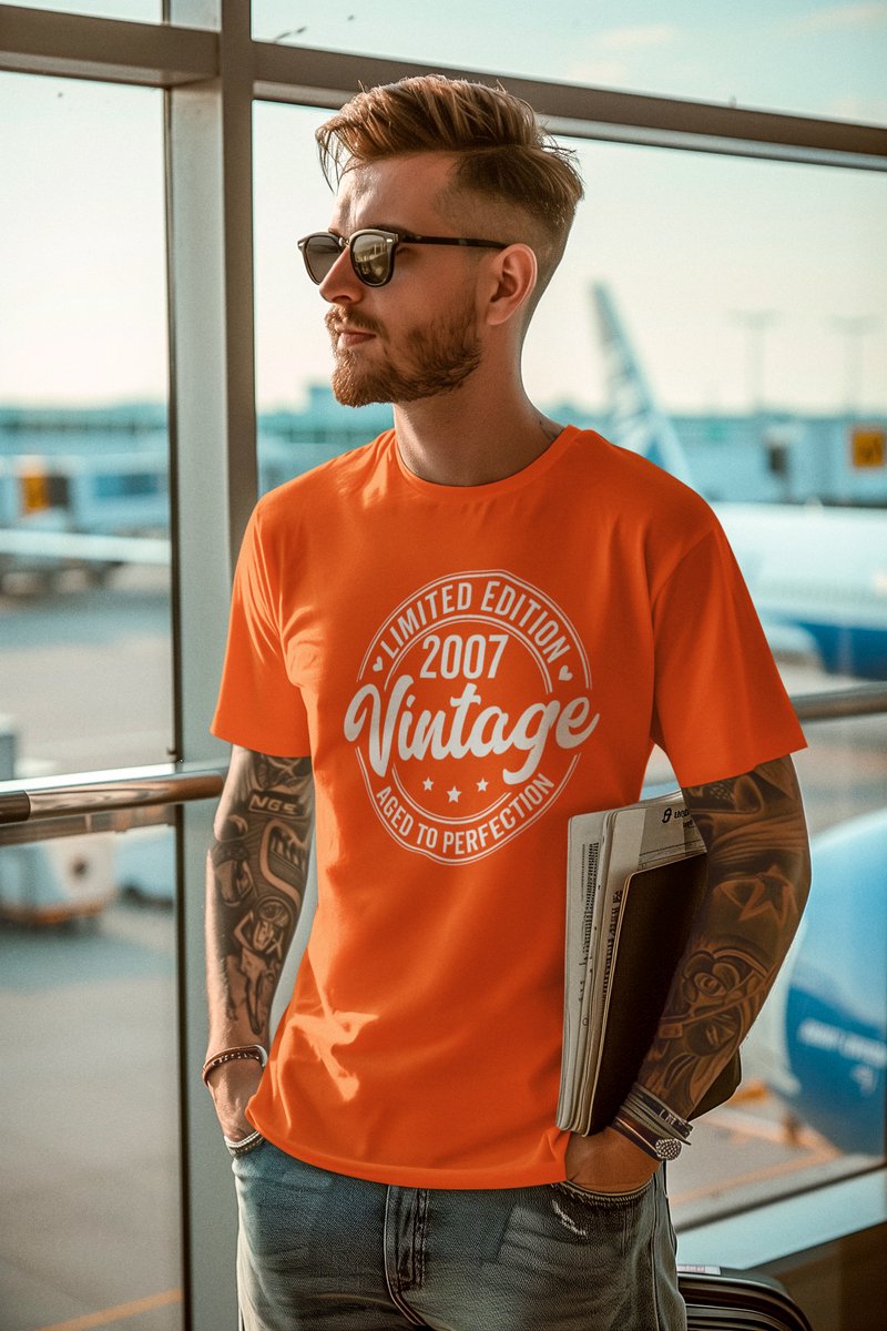 2007 Jaar Oranje T-shirt Heren - Maat S - Aged Vintage - Verjaardag Cadeau Mannen - Limited Edition