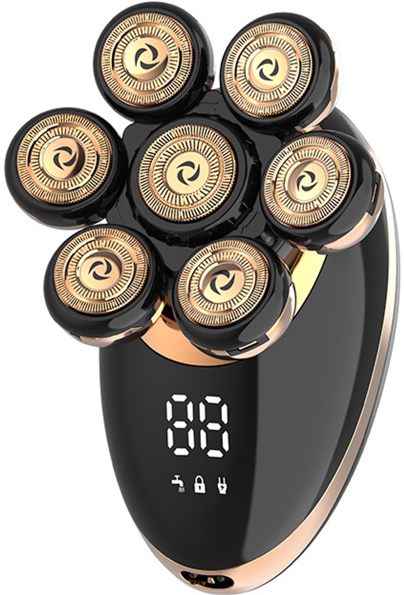 6-in-1 scheerapparaat voor heren - Premium tondeuse - Nat en droog - Gezichtsscheerapparaat - Draadloos opladen - Goud