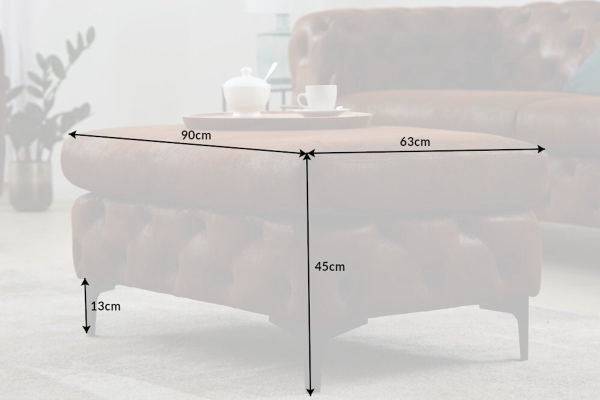 Invicta Interior Chesterfield Ottoman MODERN BAROK 90cm antiek bruin voetenbankje - 44403 Zie omschrijving