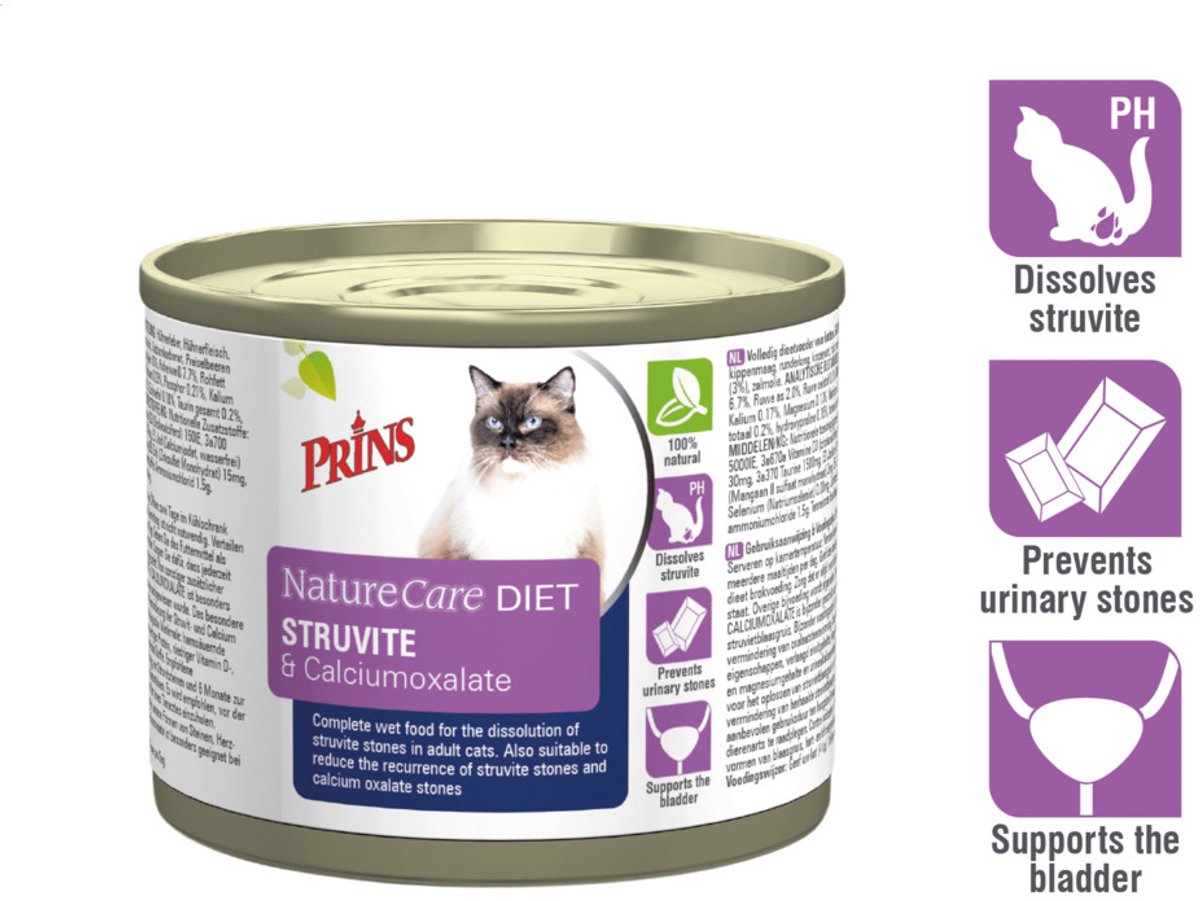 Prins - NatureCare - Diet - Kattenvoer Nat - Struvite & Calciumoxalate - 8 x 200g