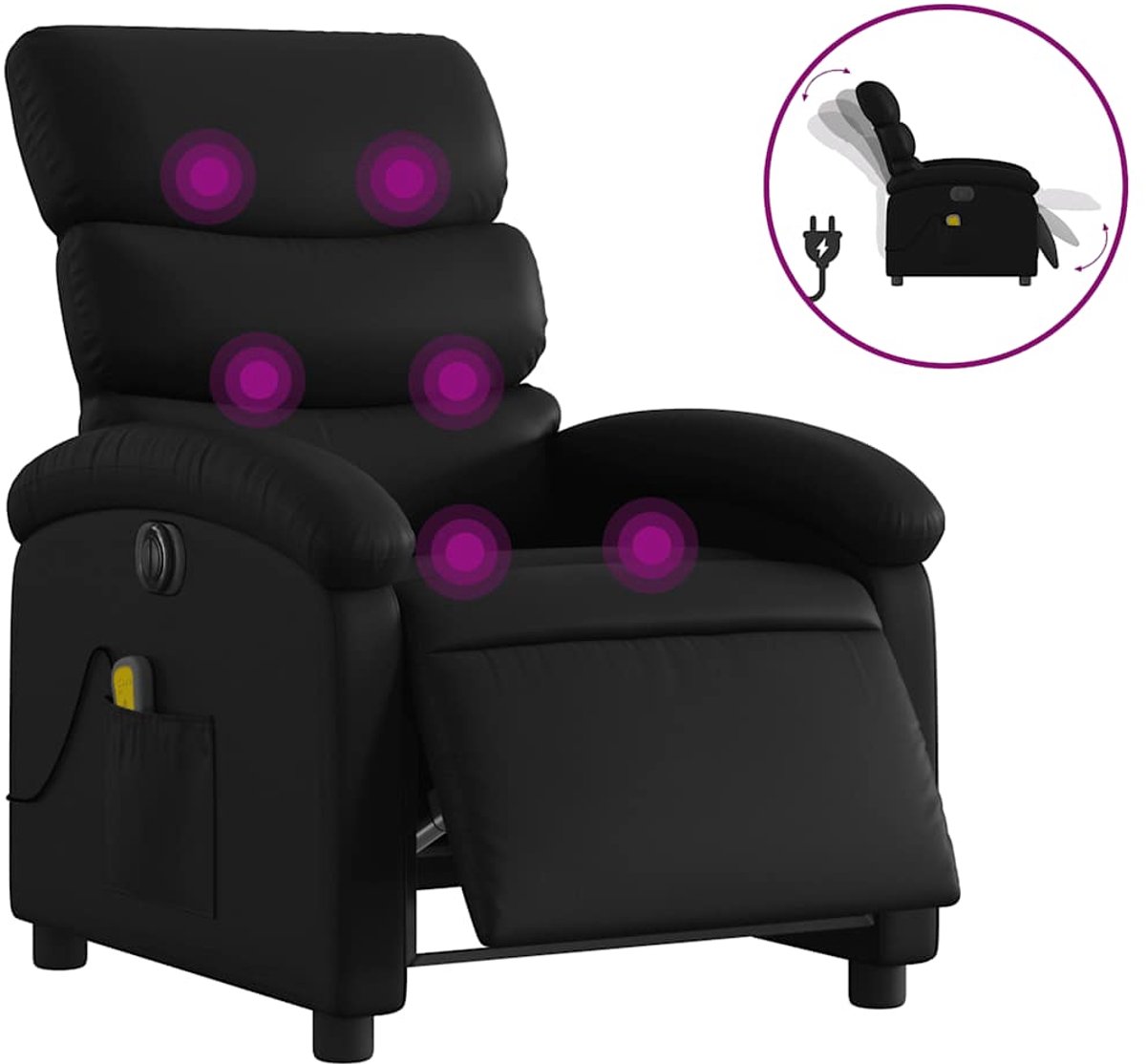 vidaXL Massagestoel - verstelbaar - elektrisch - kunstleer - zwart