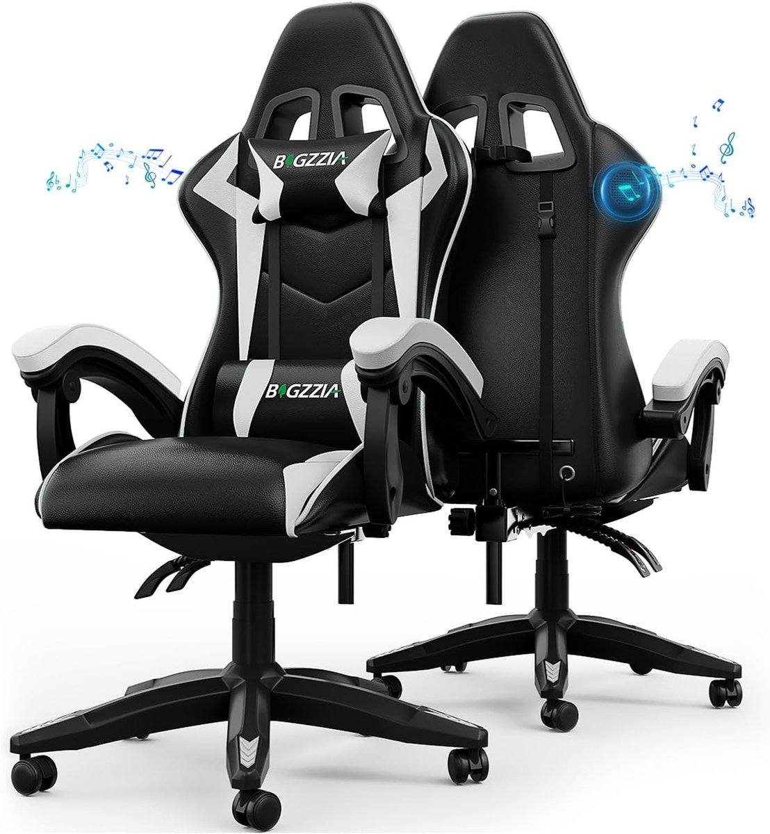 Bigzzia Gamingstoel met Bluetooth-luidspreker - Gamingstoel met lendensteun - Verstelbare en draaibare bureaustoel met een draagvermogen van 150 kg - Volwassenen Kinderen