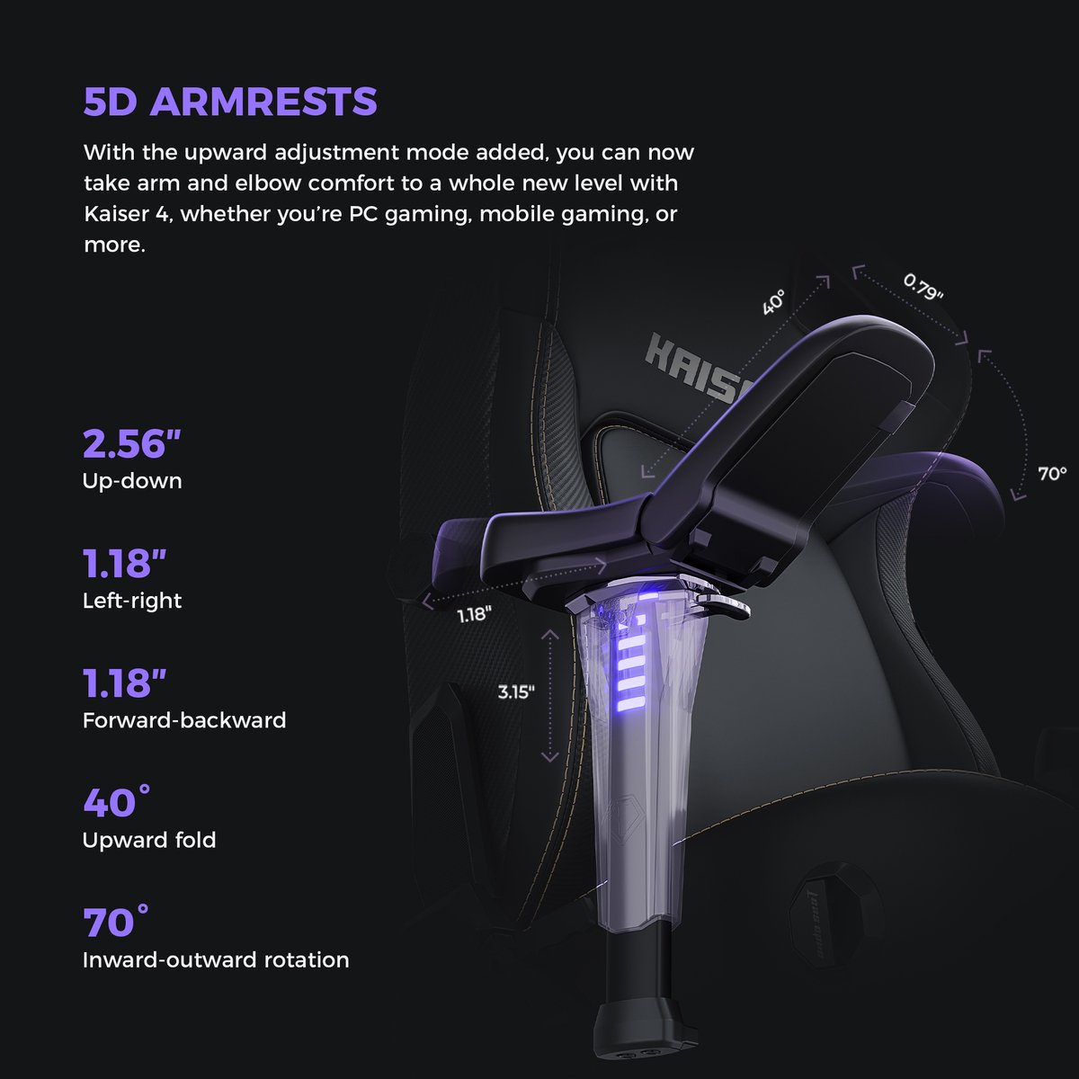 Andaseat Kaiser 4 Premium Black - extra groot - gaming chair - afbeelding 3