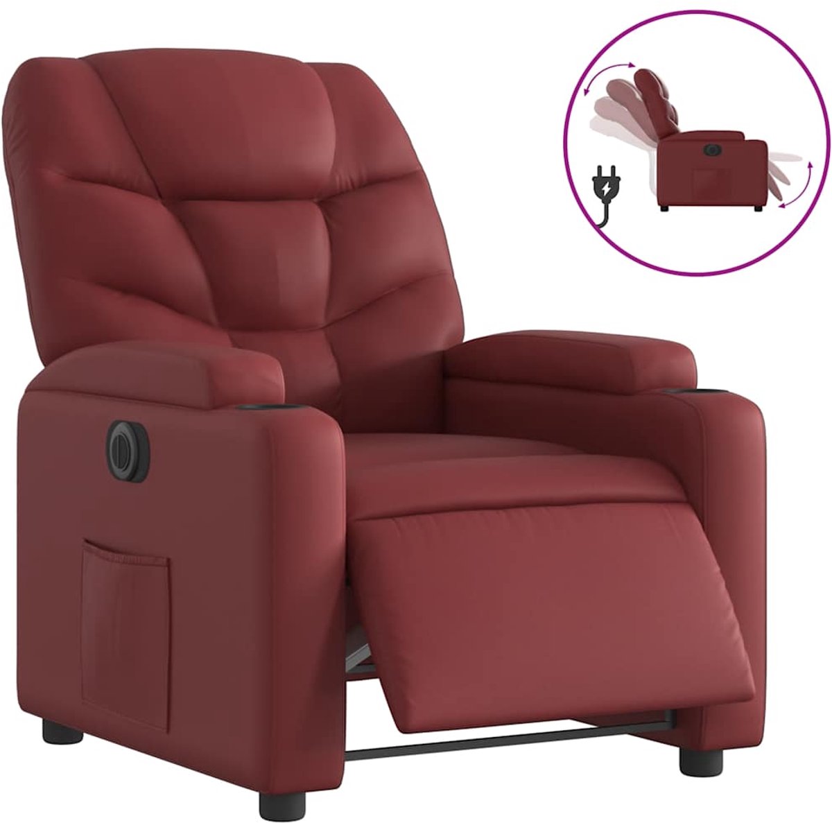 vidaXL Fauteuil - verstelbaar - elektrisch - kunstleer - wijnrood