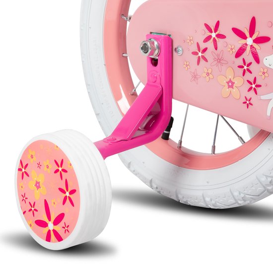 Joystar Unicorn Kinderfiets voor Meisjes - 18 Inch - Mand - Zijwieltjes - Bel - Handrem - Groen - Geschikt voor buitenactiviteiten in de lente van JOYSTAR — afbeelding 4