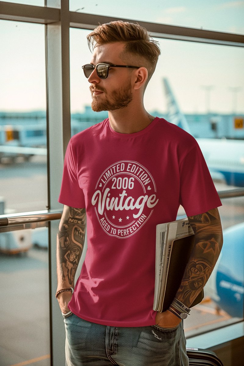 2006 Jaar Rood T-shirt Heren - Maat XL - Aged Vintage - Verjaardag Cadeau Mannen - Limited Edition