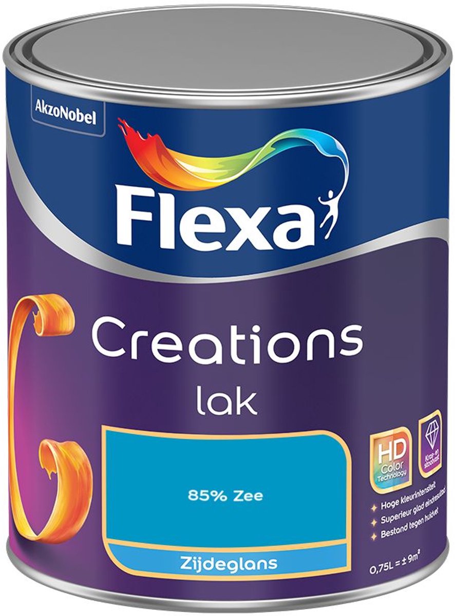 Flexa - Creations Lak Zijdeglans - 85% Zee - Mengverf - 0.75 L