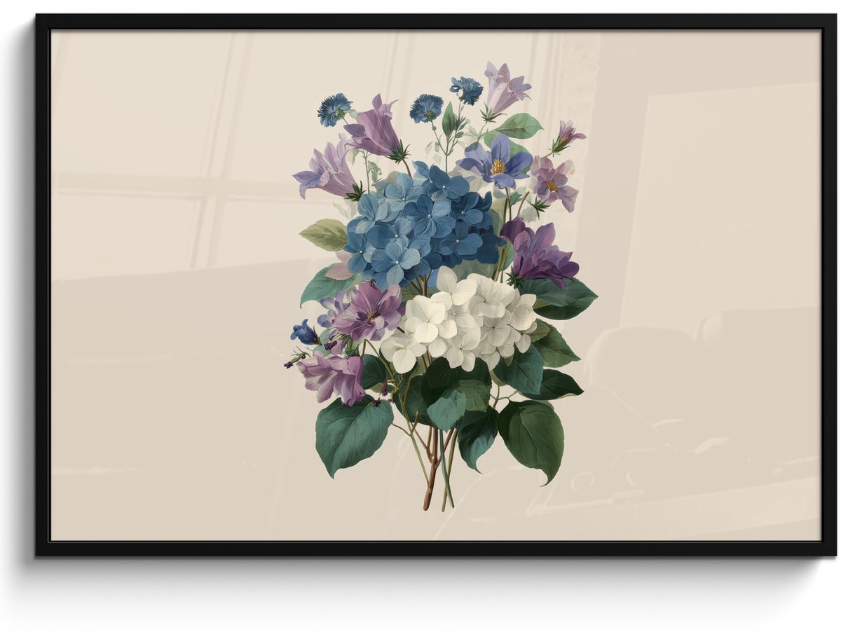 FrameYourWall Poster in lijst - Fotolijst 120x80 cm - Posters - Bloemen - Gedetailleerd - Rust - Realistisch - Posterlijst zwart - Decoratie - Wanddecoratie woonkamer - Muurdecoratie slaapkamer