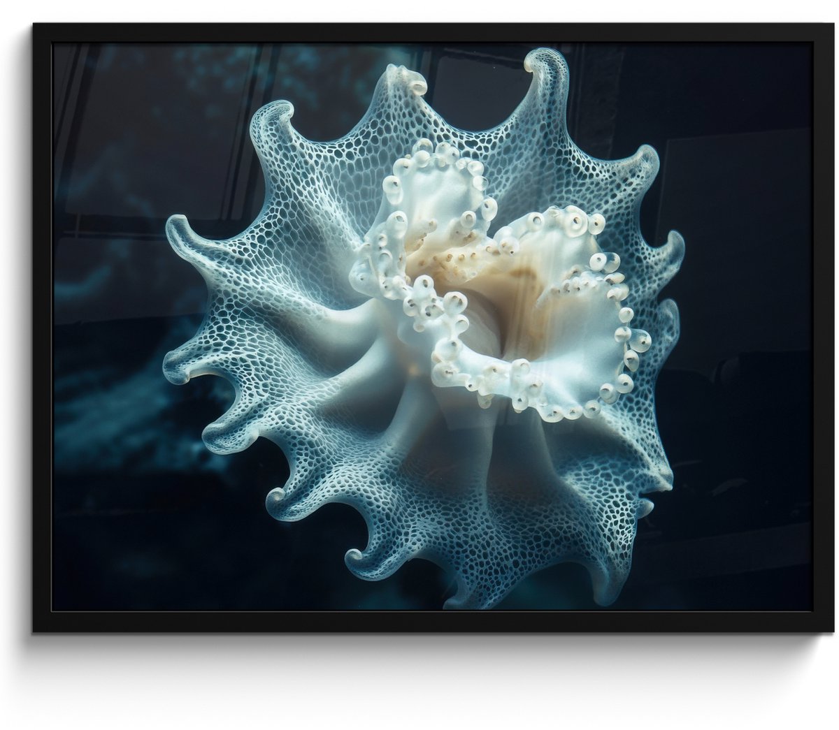 FrameYourWall Poster in lijst - Fotolijst 80x60 cm - Posters - Zeewezen - Wit - Golven - Water - Posterlijst zwart - Decoratie - Wanddecoratie woonkamer - Muurdecoratie slaapkamer