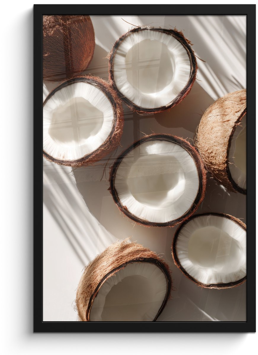 FrameYourWall Poster in lijst - Fotolijst 40x60 cm - Posters - Kokosnoten - Bruin - Shaduw - Posterlijst zwart - Decoratie - Wanddecoratie woonkamer - Muurdecoratie slaapkamer