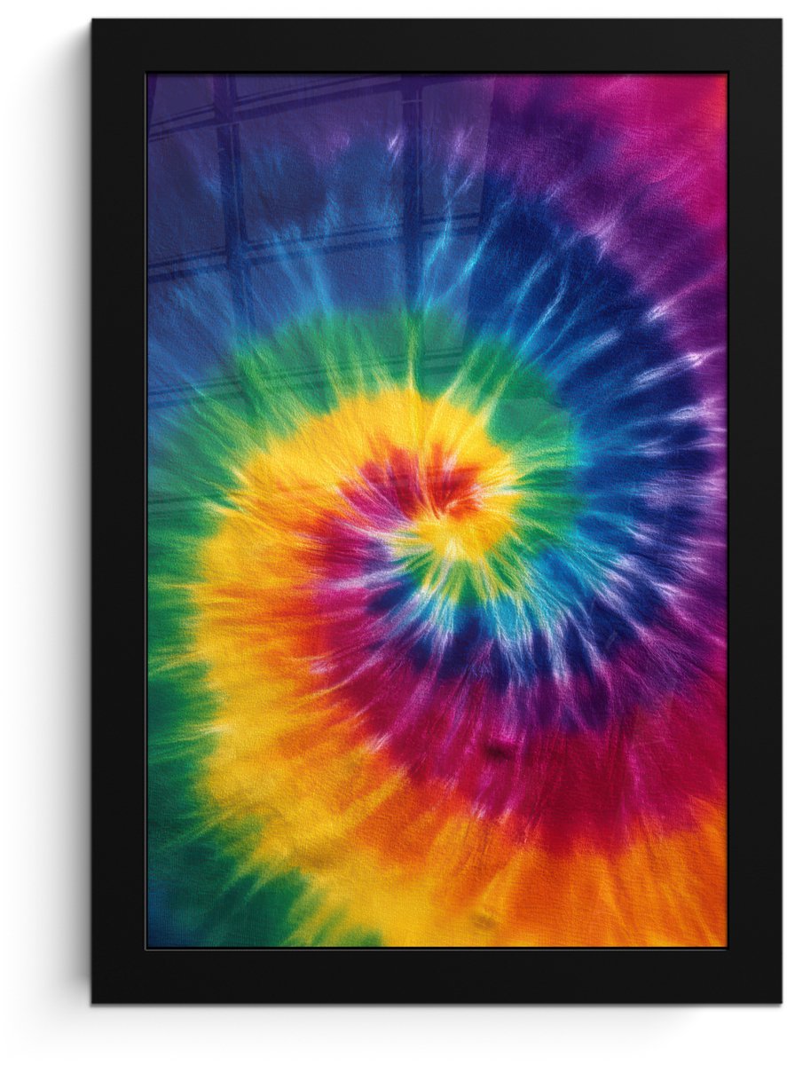 FrameYourWall Poster in lijst - Fotolijst 20x30 cm - Posters - Regenboogkleuren - Spiraal - Kleurrijk - Posterlijst zwart - Decoratie - Wanddecoratie woonkamer - Muurdecoratie slaapkamer Multicolor