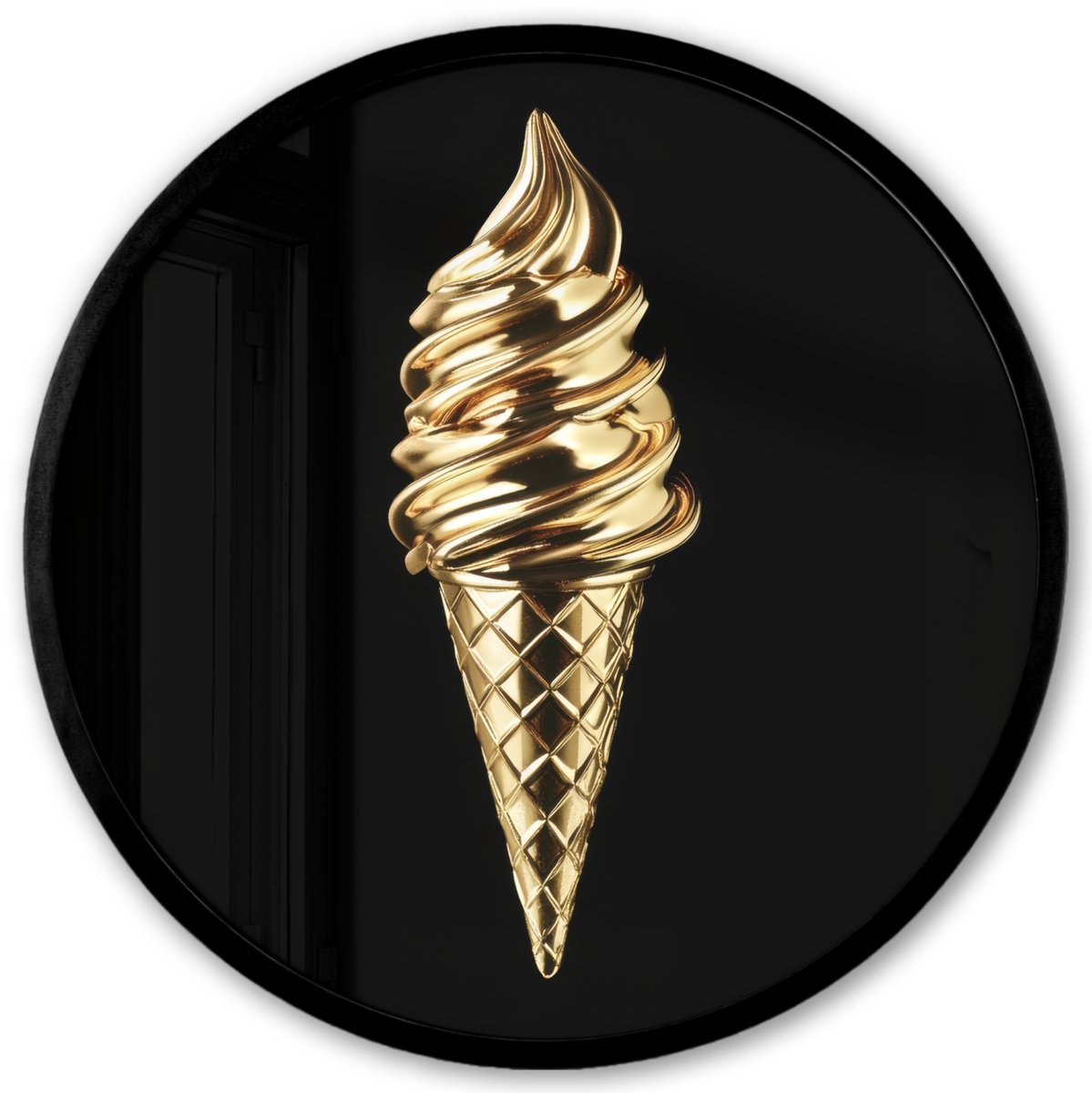 FrameYourWall Poster in lijst Rond - Fotolijst 40x40 cm - Posters - Ijs - Goud - Zwart - Eten - Ronde posterlijst zwart - Decoratie - Wanddecoratie woonkamer - Muurdecoratie slaapkamer IJsco