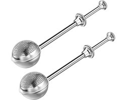 Poedersuiker strooier - 2 stuks - Bloemsuiker strooier - RVS - Poedersuiker zeef - Suikerstrooier - Suikerdispenser - Poederstrooier - Bloemstrooier - Cacaostrooier - 18×5.1cm - Zilver