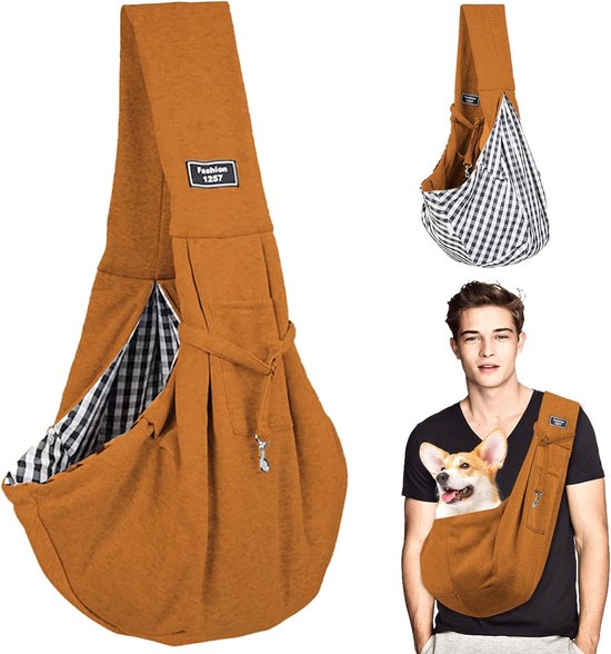 Sac de transport pour chien, sac de transport pour chiens et autres animaux de compagnie jusqu'à 7,5 kg, sac à bandoulière pour chien, sac de transport, réglable, pour les promenades, les activités de plein air et les voyages