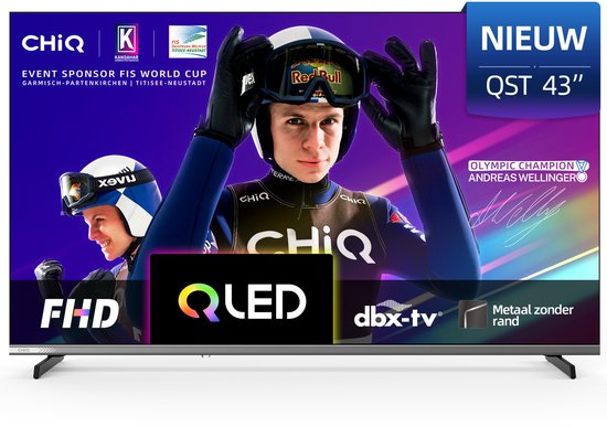CHiQ L43QST - Smart TV 43 Inch - QLED Pro Google TV - Full HD - Randloos Metal Design - Dolby Audio - 2025 Nieuw
