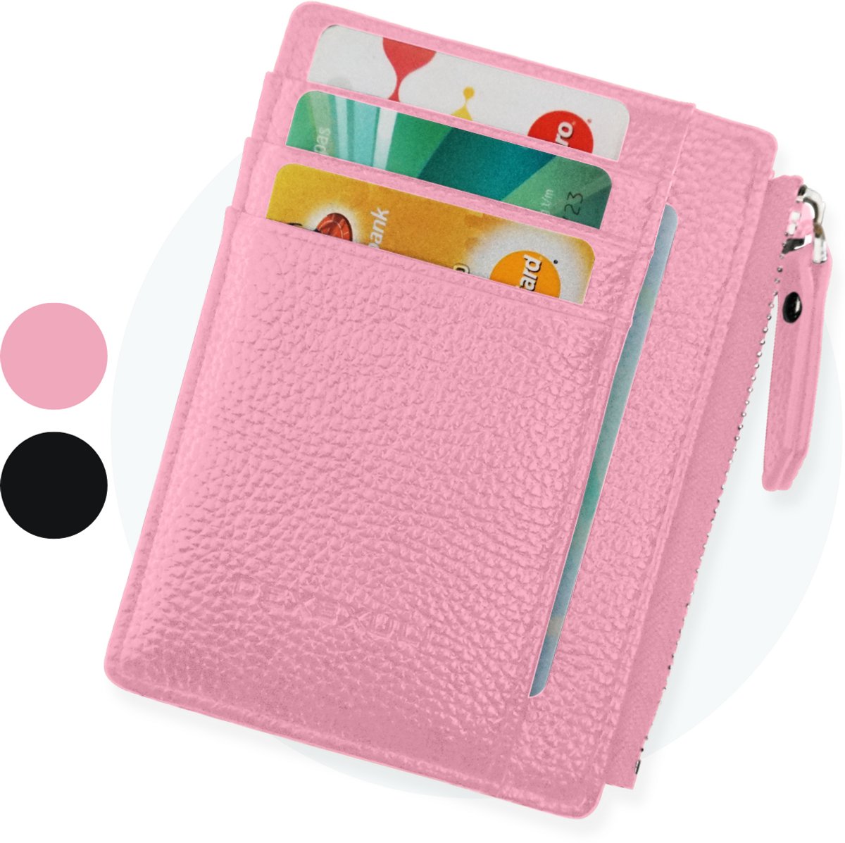 ZILOU® Pasjeshouder - Kaarthouder - Portemonnee - met Rits - 16 Pasjes - Kunstleer - Roze