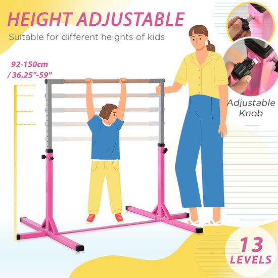 Barre De Gym Futchoy nastique, Barre D'entraînement Horizontale - Réglable En Hauteur - Barre Fixe, Matériel D'entraînement, Barre D'entraînement Pour L'intérieur Et L'extérieur Barre De Tractions Porte