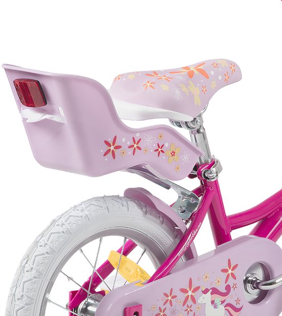 Joystar Unicorn Kinderfiets voor Meisjes - 14 Inch - Mand - Zijwieltjes - Bel - Handrem - Fuchsia van JOYSTAR — afbeelding 4