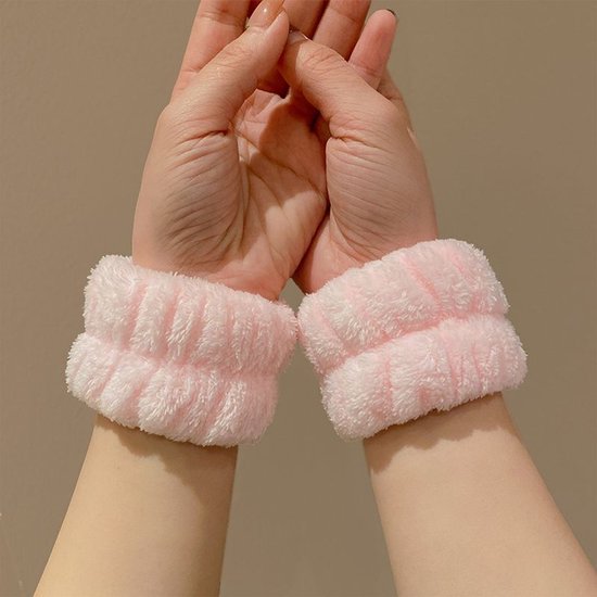 2 paires de bracelets éponge - Résistants à Water et aux éclaboussures - Élégants et simples - Perfect pour le nettoyage du visage et le démaquillage le soir - Rose + gris
