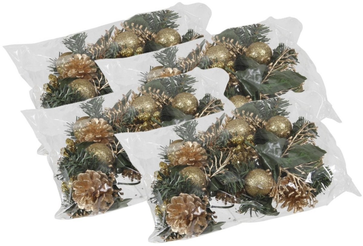 Othmar Decoration Kerststukje decoratie - 24x st - goud - op stekers - 12 cm - kerstversiering