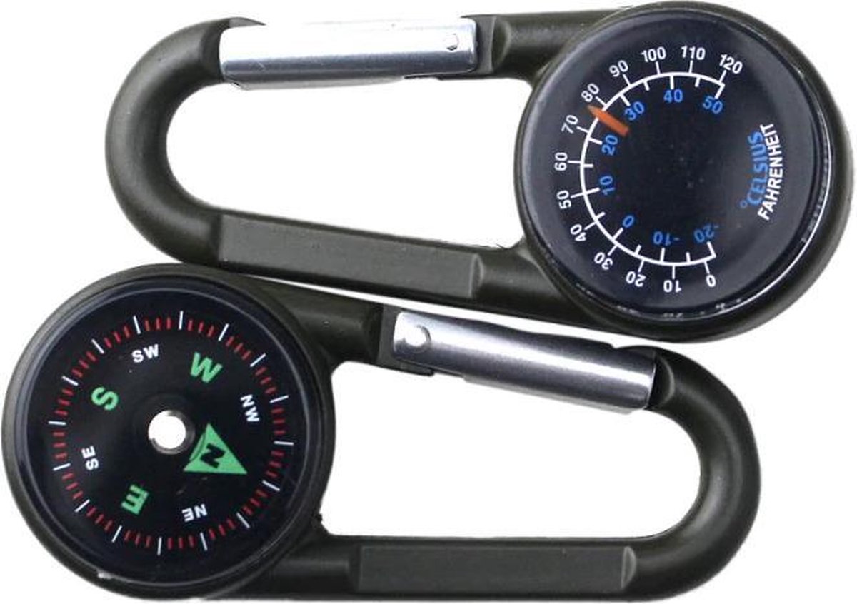 Kompas met thermometer - karabijn