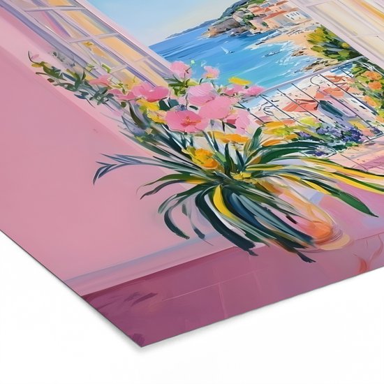 Poster in lijst - Fotolijst 80x60 cm - Posters - Roze - Buiten - Verf - Posterlijst zwart - Decoratie - Wanddecoratie woonkamer - Muurdecoratie slaapkamer