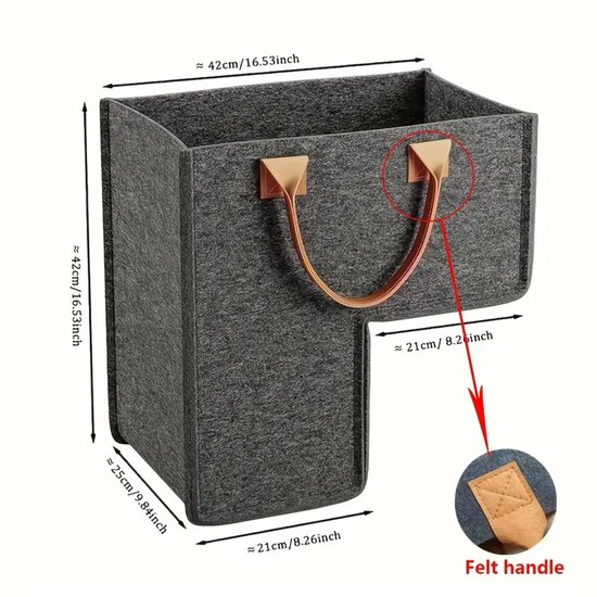 Panier d'escalier avec poignées, paniers d'escalier pliables en feutre pour escaliers en moquette et escaliers en bois, organisateur de rangement pour linge, speelgoed, décoration intérieure, gris foncé